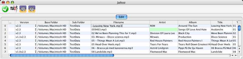 Folder, Filename and ID3 Fields In Sheet Screenshot