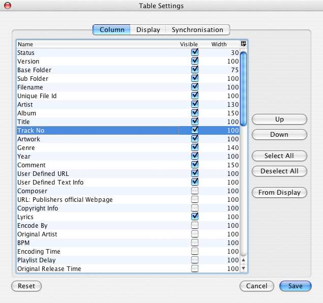 ID3 Display Fields Screenshot